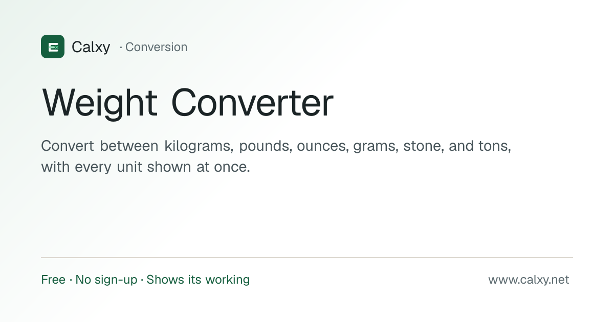 Weight Converter — kg, lb, oz, Stone | Calxy